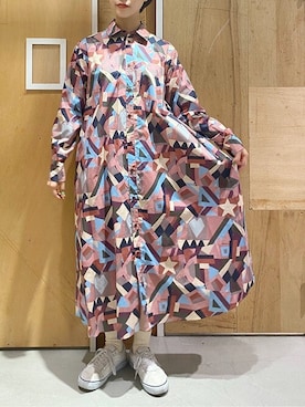 「アイテム（シャツワンピース、ピンク系）」を使った、アトリエドゥサボンさん（レディース・159cm）の夏コーディネート