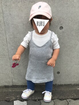 RuRu..☺︎さんの「リブキャミワンピース＆5分袖Tシャツセット」を使ったコーディネート