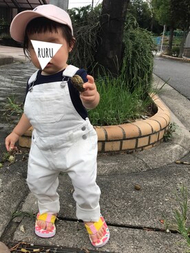 「アイテム（サロペット/オーバーオール）」を使った、RuRu..☺︎さん（キッズ・80cm）の夏コーディネート