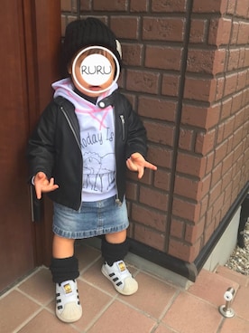「ハイネックトップス」｜RuRu..☺︎さん（キッズ・80cm）の冬コーディネート