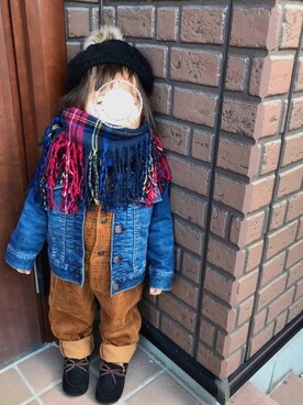 「アイテム（サロペット/オーバーオール、ブラウン系）」を使った、RuRu..☺︎さん（キッズ・80cm）の冬コーディネート
