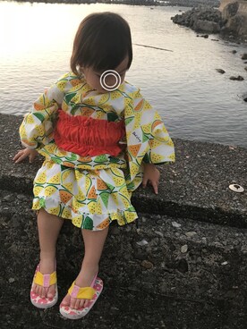 「イエロー」｜「アイテム（浴衣）」を使った、RuRu..☺︎さん（キッズ・80cm）の夏コーディネート