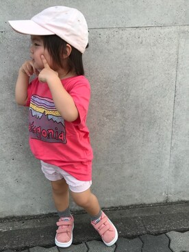 「ショーパン」｜「アイテム（キャップ）」を使った、RuRu..☺︎さん（キッズ・90cm）の夏コーディネート