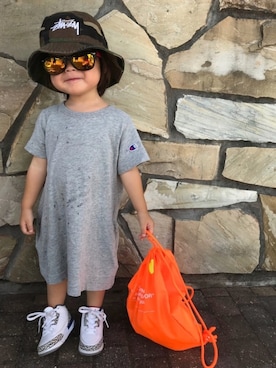 「off white」｜「アイテム（ワンピース/ドレス）」を使った、RuRu..☺︎さん（キッズ・80cm）の夏コーディネート