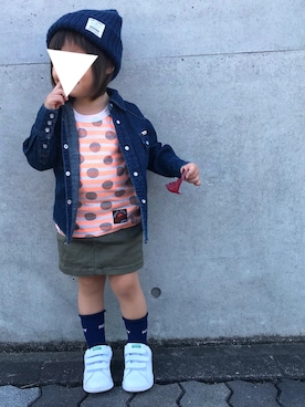 「アイテム（スカート）」を使った、RuRu..☺︎さん（キッズ・90cm）の秋コーディネート