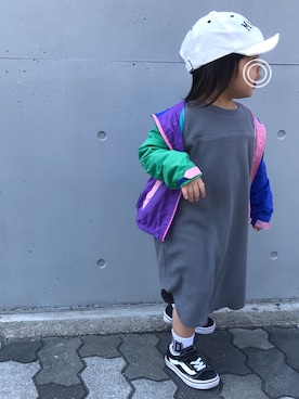 「ナイロンパーカー」｜RuRu..☺︎さん（キッズ・90cm）の春コーディネート