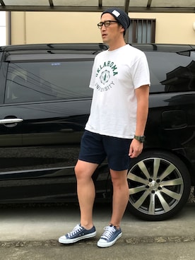 「Magine（マージン）のアイテム（帽子）」を使った、ken⚾️kenさん（メンズ・181cm）の夏コーディネート