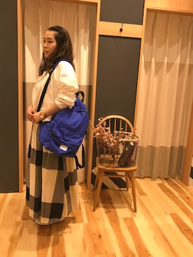 「Samansa Mos2 blue（サマンサモスモスブルー）のアイテム（バックパック/リュック）」を使った、KOUME☺︎さん（レディース・158cm）の春コーディネート