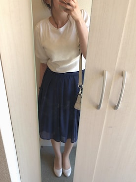 「Supreme.La.La.（シュープリームララ）のアイテム（スカート）」を使った、moffさん（レディース・157cm）の夏コーディネート