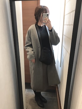 「アニエスベー」｜「アイテム（その他アウター）」を使った、moffさん（レディース・157cm）の秋コーディネート