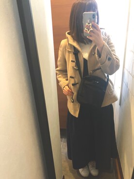 「キャミワンピ」｜「アイテム（ダッフルコート）」を使った、moffさん（レディース・157cm）の冬コーディネート