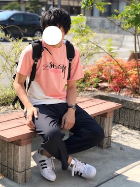 「STUDIOUS（ステュディオス）のアイテム（パンツ）」を使った、にっしーさん（メンズ・180cm）の夏コーディネート