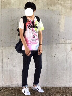「STUSSY（ステューシー）のアイテム（帽子）」を使った、にっしーさん（メンズ・180cm）の夏コーディネート