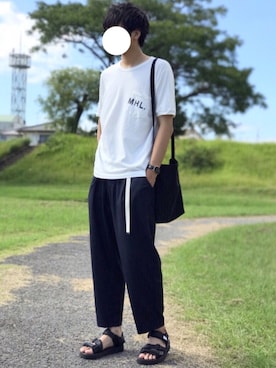 「STUDIOUS（ステュディオス）のアイテム（パンツ）」を使った、にっしーさん（メンズ・180cm）の夏コーディネート