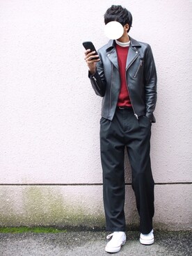 「JUNRED（ジュンレッド）のアイテム（Tシャツ/カットソー）」を使った、にっしーさん（メンズ・180cm）の秋コーディネート