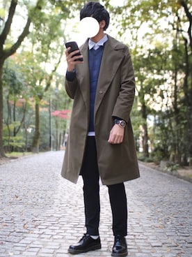 「STUDIOUS（ステュディオス）のアイテム（パンツ）」を使った、にっしーさん（メンズ・180cm）の秋コーディネート