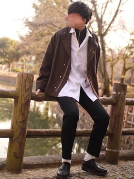 「HARE（ハレ）のアイテム（ブルゾン）」を使った、にっしーさん（メンズ・180cm）の冬コーディネート