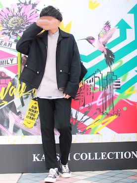 「NEONSIGN（ネオンサイン）のアイテム（ブルゾン）」を使った、にっしーさん（メンズ・180cm）の春コーディネート