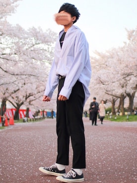 「CLANE（クラネ）のアイテム（トップス）」を使った、にっしーさん（メンズ・180cm）の春コーディネート