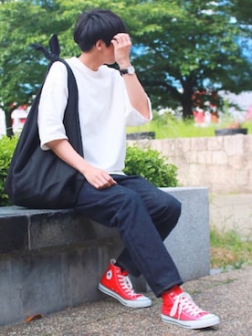「Lui's（ルイス）のアイテム（トップス）」を使った、にっしーさん（メンズ・180cm）の夏コーディネート