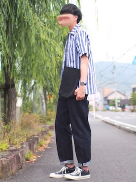 「YARD PLUS（ヤードプリュス）のアイテム（トップス）」を使った、にっしーさん（メンズ・180cm）の夏コーディネート