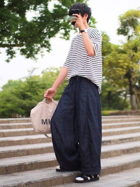 「suicoke（スイコック）のアイテム」を使った、にっしーさん（メンズ・180cm）の夏コーディネート