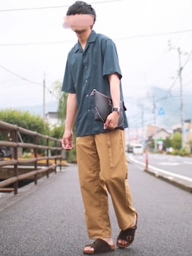 「アイテム（クラッチバッグ）」を使った、にっしーさん（メンズ・180cm）の夏コーディネート