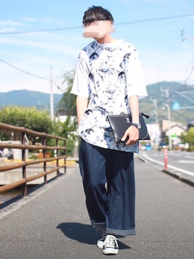 「アイテム（クラッチバッグ）」を使った、にっしーさん（メンズ・180cm）の夏コーディネート