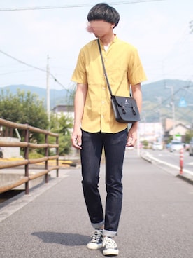 「KANGOL（カンゴール）のアイテム（バッグ）」を使った、にっしーさん（メンズ・180cm）の夏コーディネート