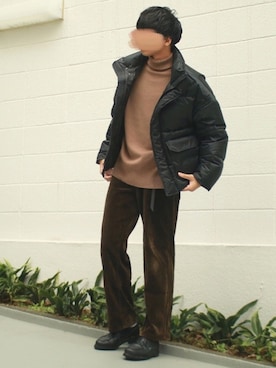 「LIDNM（リドム）のアイテム（ダウンジャケット/コート）」を使った、にっしーさん（メンズ・180cm）の秋コーディネート