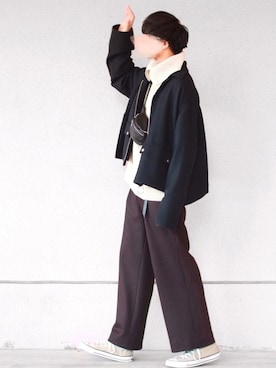 「NEONSIGN（ネオンサイン）のアイテム（ブルゾン）」を使った、にっしーさん（メンズ・180cm）の秋コーディネート