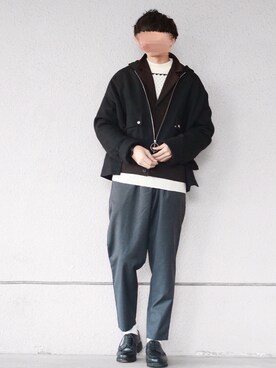 「Graphpaper（グラフペーパー）のアイテム（パンツ）」を使った、にっしーさん（メンズ・180cm）の冬コーディネート