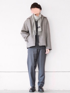 「Graphpaper（グラフペーパー）のアイテム（パンツ）」を使った、にっしーさん（メンズ・180cm）の冬コーディネート