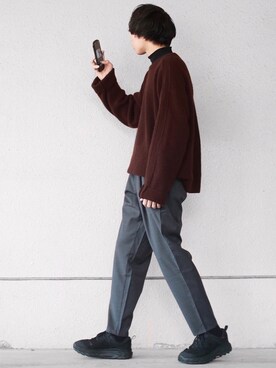「Graphpaper（グラフペーパー）のアイテム（パンツ）」を使った、にっしーさん（メンズ・180cm）の冬コーディネート