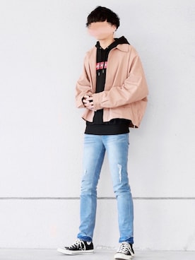 「アイテム（ブルゾン）」を使った、にっしーさん（メンズ・180cm）の春コーディネート