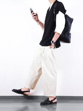 「Lui's（ルイス）のアイテム（トップス）」を使った、にっしーさん（メンズ・180cm）の夏コーディネート