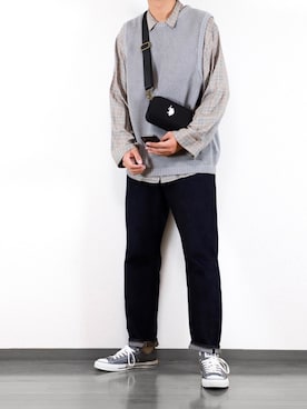 「THEE（シー）のアイテム」を使った、にっしーさん（メンズ・180cm）の秋コーディネート