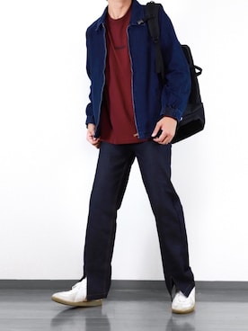 「EMMA CLOTHES（エマクローズ）のアイテム（ブルゾン）」を使った、にっしーさん（メンズ・180cm）の秋コーディネート
