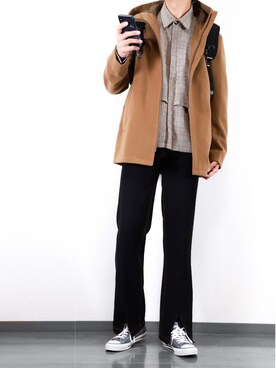 「フードコート」｜「アイテム（ブルゾン）」を使った、にっしーさん（メンズ・180cm）の秋コーディネート
