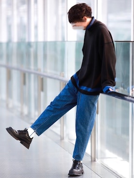「CULLNI（クルニ）のアイテム（パンツ）」を使った、にっしーさん（メンズ・180cm）の秋コーディネート