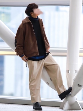 「act'm（アクトム）のアイテム（ブルゾン）」を使った、にっしーさん（メンズ・180cm）の冬コーディネート