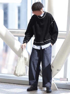 「shiki tokyo（シキトウキョウ）のアイテム（スウェット）」を使った、にっしーさん（メンズ・180cm）の春コーディネート