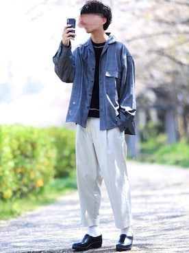 「shiki tokyo（シキトウキョウ）のアイテム（スウェット）」を使った、にっしーさん（メンズ・180cm）の春コーディネート