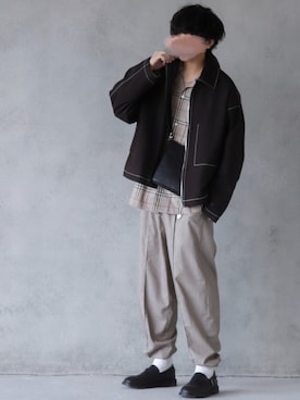「CASPER JOHN（キャスパージョン）のアイテム（その他シューズ）」を使った、にっしーさん（メンズ・180cm）の秋コーディネート