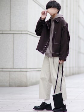 「shiki tokyo（シキトウキョウ）のアイテム（ブルゾン）」を使った、にっしーさん（メンズ・180cm）の秋コーディネート