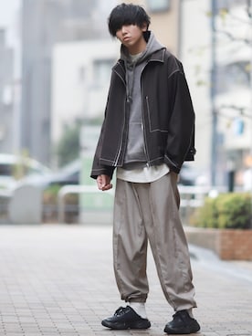 「shiki tokyo（シキトウキョウ）のアイテム（ブルゾン）」を使った、にっしーさん（メンズ・180cm）の冬コーディネート