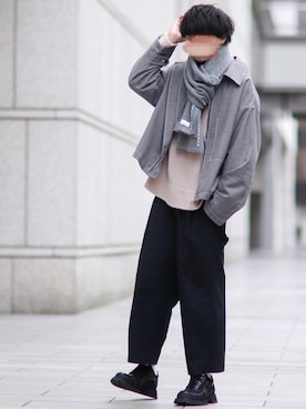 「shiki tokyo（シキトウキョウ）のアイテム（ブルゾン）」を使った、にっしーさん（メンズ・180cm）の冬コーディネート