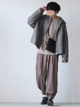 「CASPER JOHN（キャスパージョン）のアイテム（その他シューズ）」を使った、にっしーさん（メンズ・180cm）の冬コーディネート