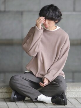 「JUNRED（ジュンレッド）のアイテム（ニット/セーター）」を使った、にっしーさん（メンズ・180cm）の冬コーディネート