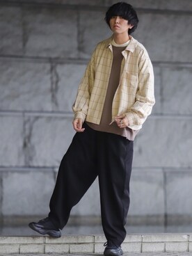 「JUNRED（ジュンレッド）のアイテム（ニット/セーター）」を使った、にっしーさん（メンズ・180cm）の冬コーディネート